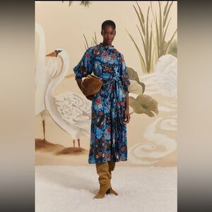 NWT Farm Rio Blue Arabesque Midi